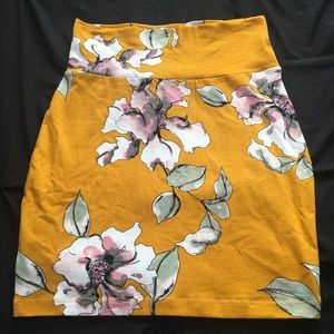 Golden Yellow Floral Bodycon Pencil Skirt 🍯